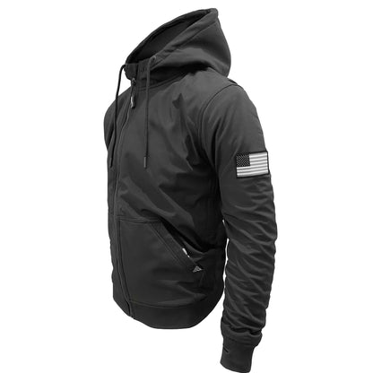 Protective Softshell Unisex Hoodie- Black Matte with Level 1 Pads