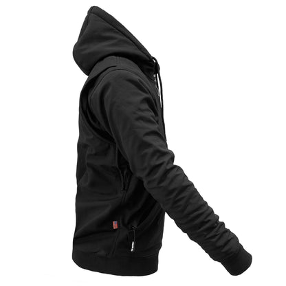 Protective Softshell Unisex Hoodie- Black Matte with Level 1 Pads